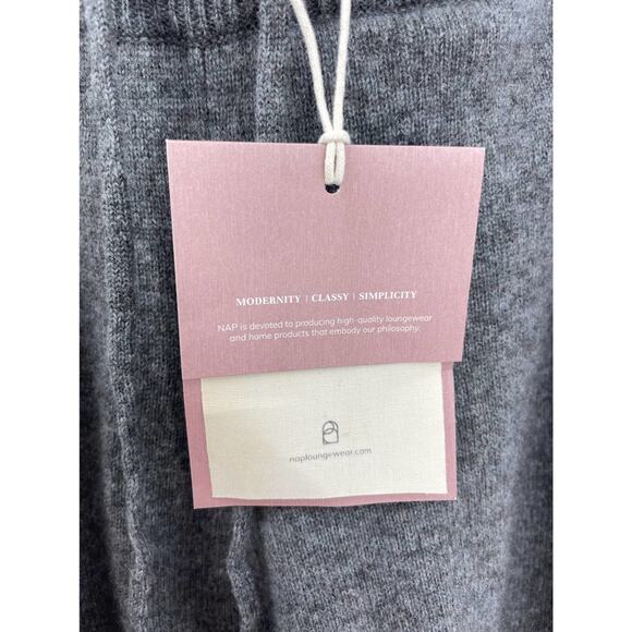 Nap Womens Size XL Pants Relaxed Wide Leg Fog Gray Yak Wool Pull On Drawstring - Picture 9 of 10